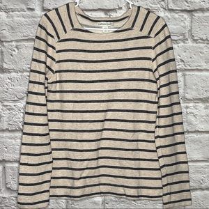 Coldwater Creek Striped Navy‎ Beige Sweater Top Womens Size xs 4-6